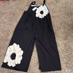 Black Jumpsuit with White Floral Design